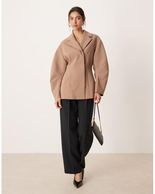 ASOS Natural Tailored Collar Cinch Waist Jacket