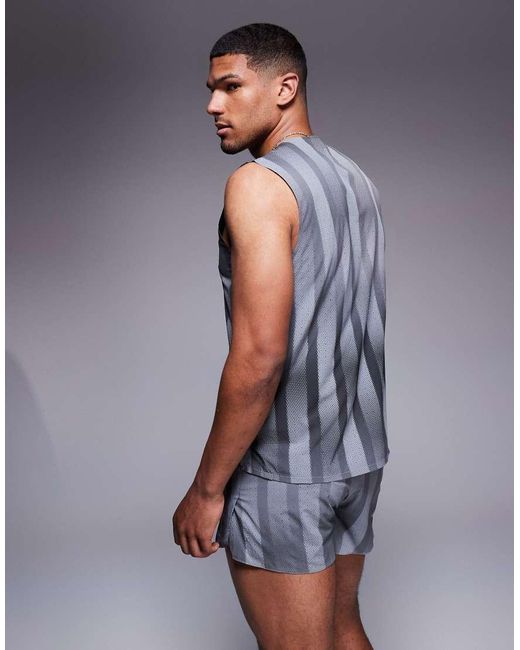 Adidas Originals Blue Adidas Running Adizero Vest With Print for men