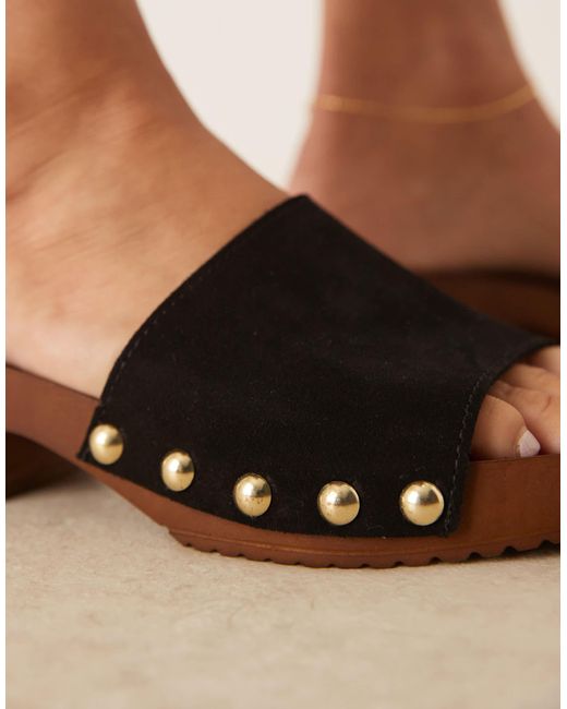 ASOS Brown – flare – mules-sandalen im clogs-stil aus hochwertigem wildleder