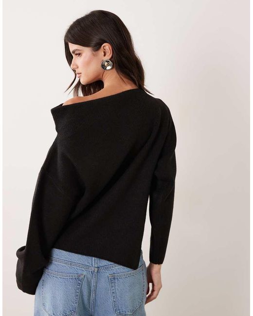 ASOS Black Knitted Off Shoulder Top