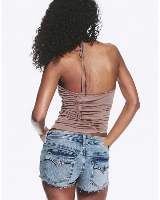 Monki Brown Fitted Asymmetric Festival Top
