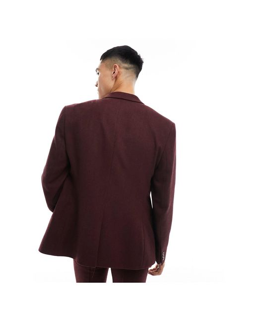 ASOS Red Slim Fit Wool Mix Suit Jacket for men