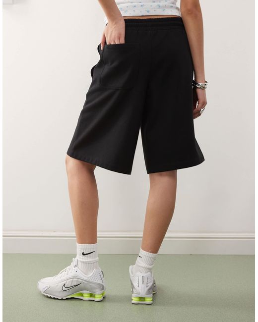 Collusion White Longline Sweat Shorts