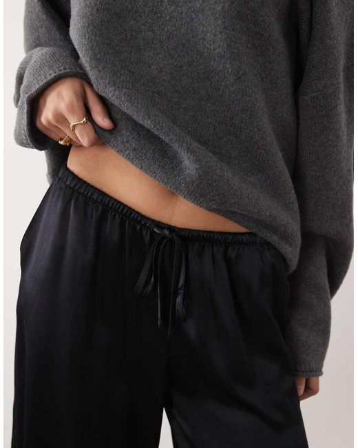 ASOS Gray Satin Longline Lace Bermuda Shorts