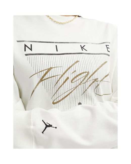 T-shirt imprimé à manches longues - cassé Nike en coloris White