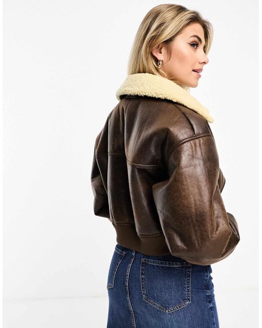 Bomberjacke Pull And Bear Lederjacke Mit Fell Pull&Bear – Kurze