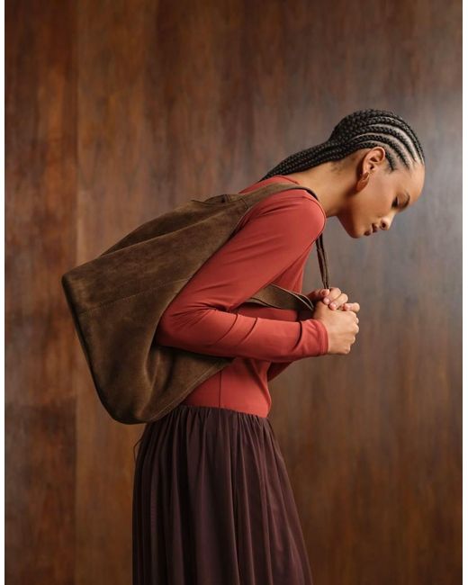ASOS Brown Suede Slouch Tote Bag