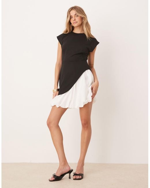 ASOS Natural Cap Sleeve Bubble Skirt Mini Dress