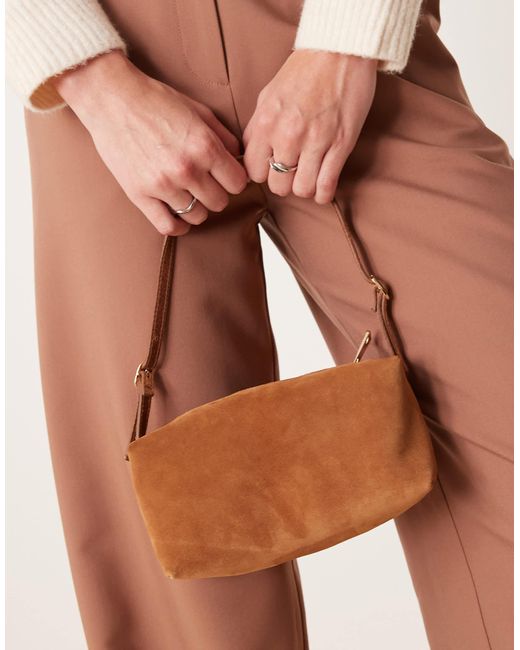 ASOS Gray – kastige wildleder-schultertasche