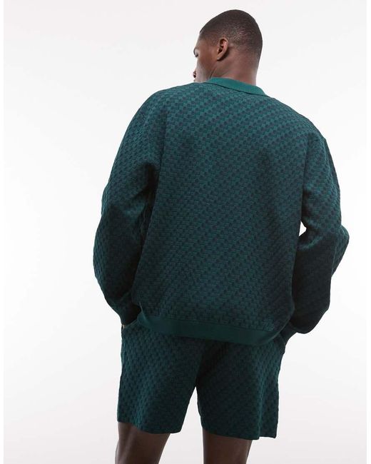 Alma de Ace Green Rezio Collar Knit Jacket Co-Ord for men