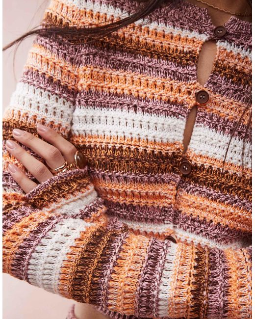 ASOS Multicolor – häkel-strickjacke aus mehrfarbigem garn mit streifen, kombiteil