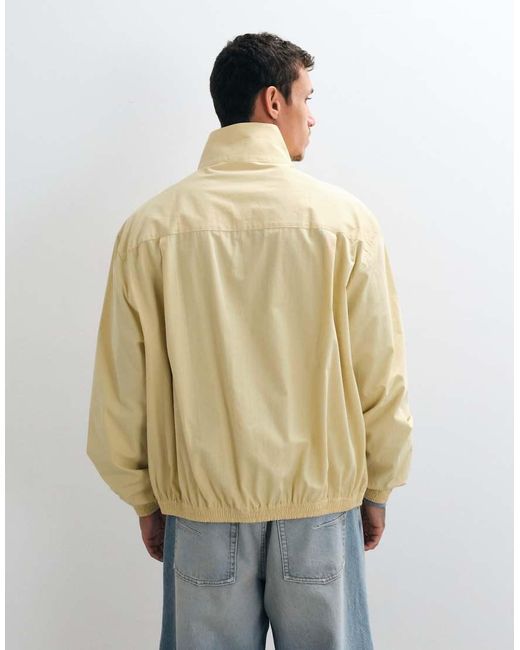ASOS Blue Boxy Oversized Zip Through Funnel Neck Jacket With Chest Embroidery for men