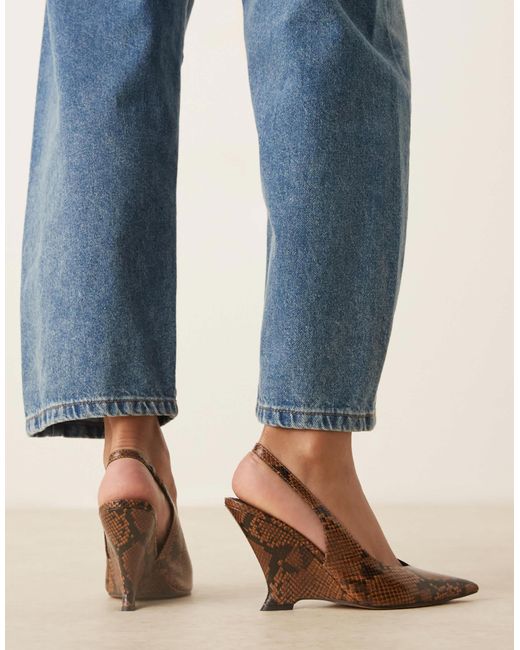 Palmer - chaussures compensées à bride arrière et motif peau ASOS en coloris Blue