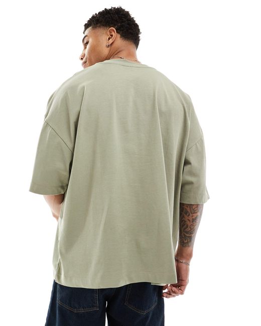 ASOS – super-oversize-t-shirt aus schwerem material in Green für Herren