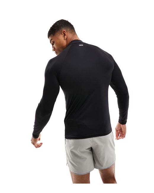 ASOS 4505 Black Training Long Sleeve Muscle Fit Base Layer With Mock Neck With Thermal Performance Fabric for men