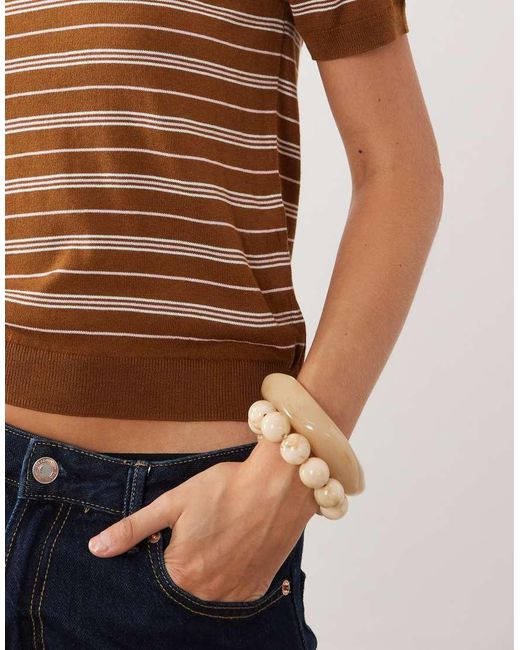 Mango Brown Short Sleeve Polo Top