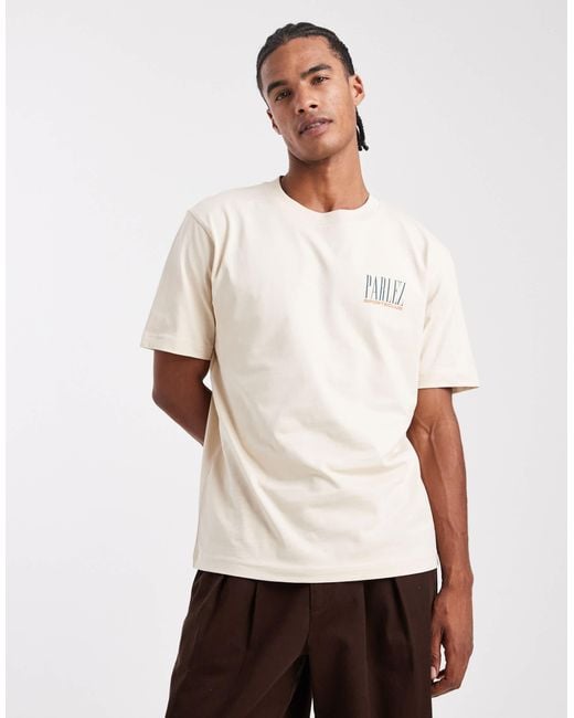 Parlez White Screen Printed Sailing Graphic Logo T-shirt With Back Print for men