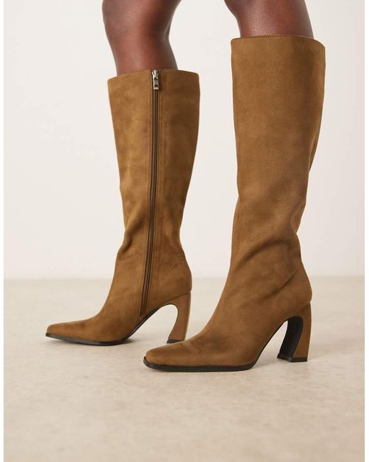 Raid Natural Rosaleen Curved Heel Knee Boots