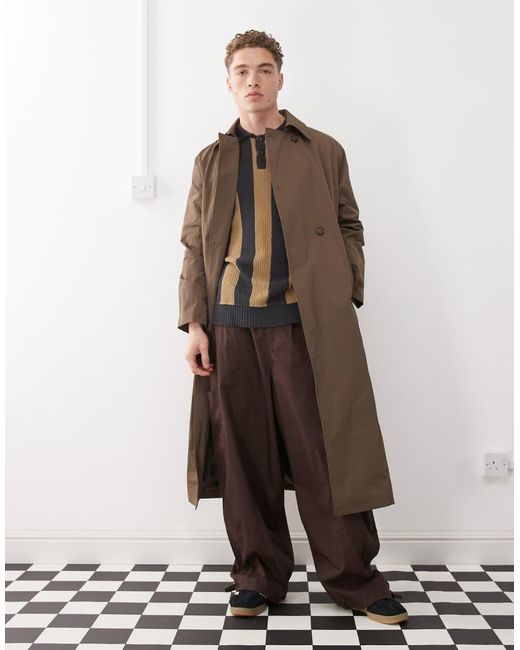 The Ragged Priest Gray Oversized Stripe Knit Polo for men