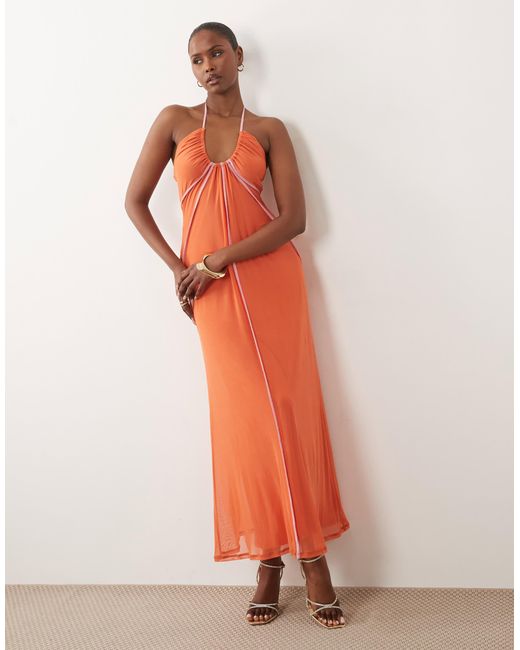 asos orange bridesmaid dress Maids to Measure Bridesmaid tie shoulder maxi dress in burnt orange