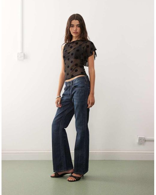 Collusion Black One Sleeve Mesh Top