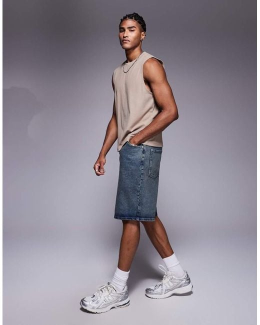 ASOS Blue Boxy Boxy Oversized Fit Tank for men