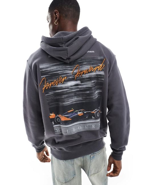 Hollister Gray Mclaren Motif Back Hoodie for men