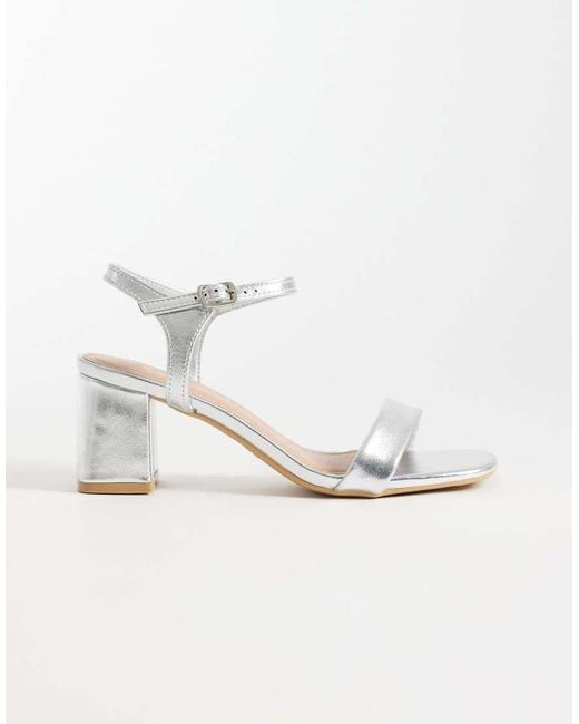 New Look White Shimmer Block Heeled Sandal