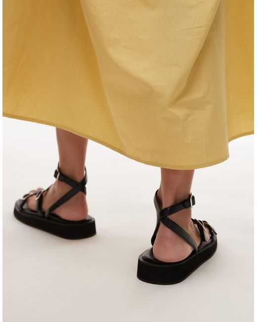 TOPSHOP Black Jake Buckle Sandals