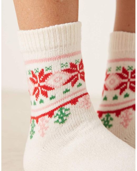 Calzini Soffici Bianchi Con Motivo Fair Isle di ASOS in Natural