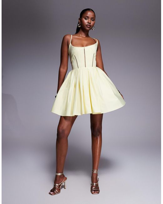 ASOS Natural Structured Corset Mini Dress With Lace-up Back Detail