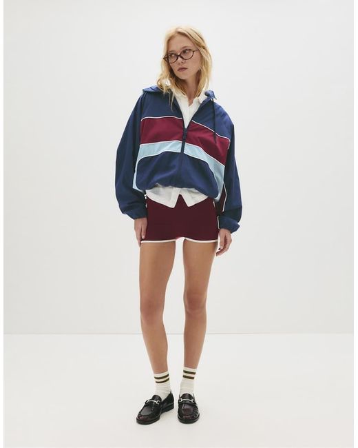 Pull&Bear Lichtgewicht Jack Met Contrastpaneel in het Blue