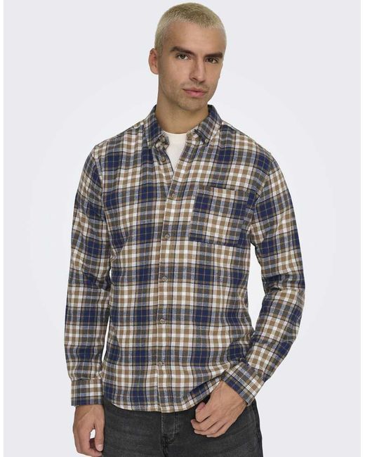 Camicia Colore Kangaroo di Only & Sons in Green da Uomo