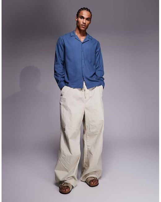 South Beach Blue Long Sleeve Linen Shirt for men