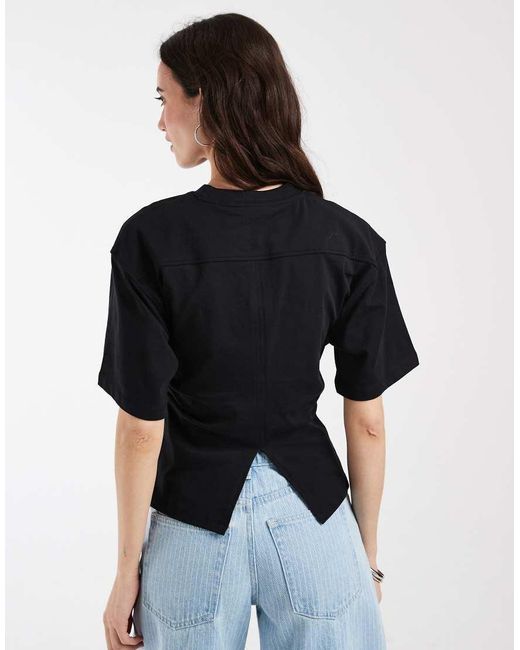 ASOS Black Corset Waist T-shirt