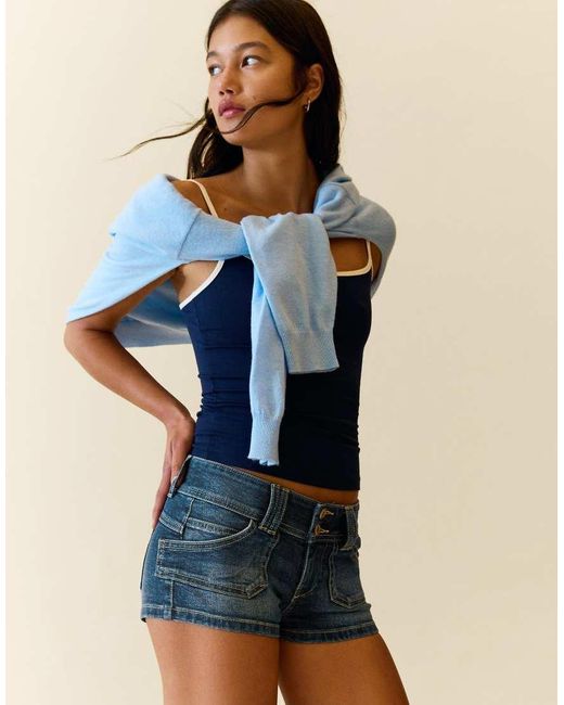 Bershka Blue Denim Mini Shorts