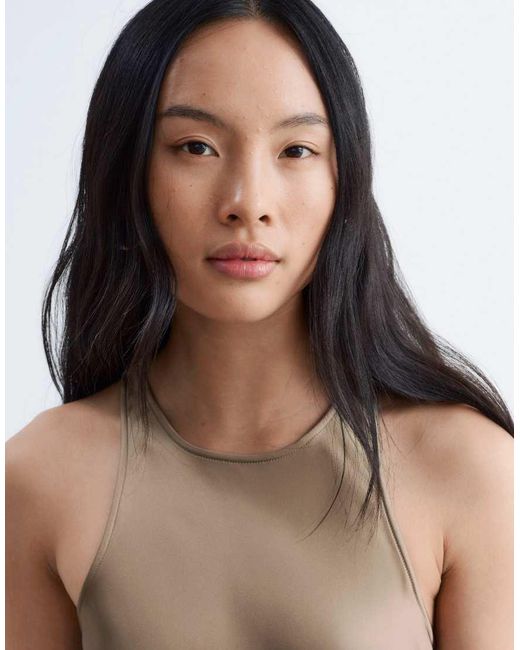 & Other Stories Natural Bias Cut Satin Midi Dress