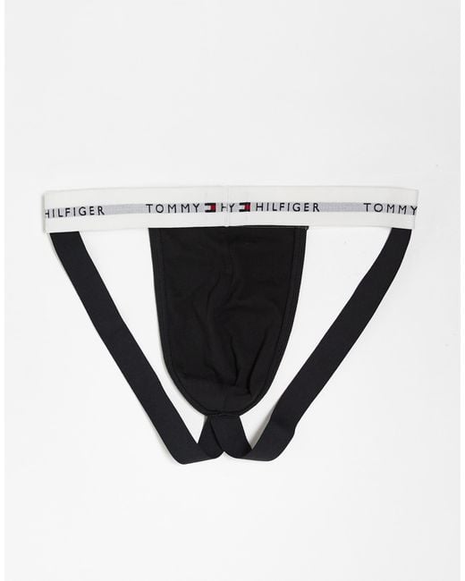 Tommy Hilfiger Black Signature Cotton Essentials 3 Pack Jock Straps for men