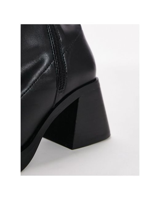 TOPSHOP Wide Fit Maisie Knee High Block Heel Boot in Black Lyst UK