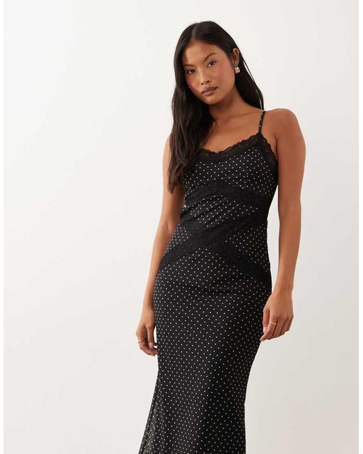 New Look Black Lace Trim Mesh Midi Dress