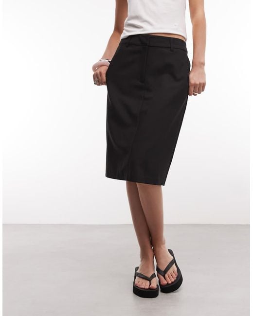 ASOS White Tailored Knee Length Pencil Skirt