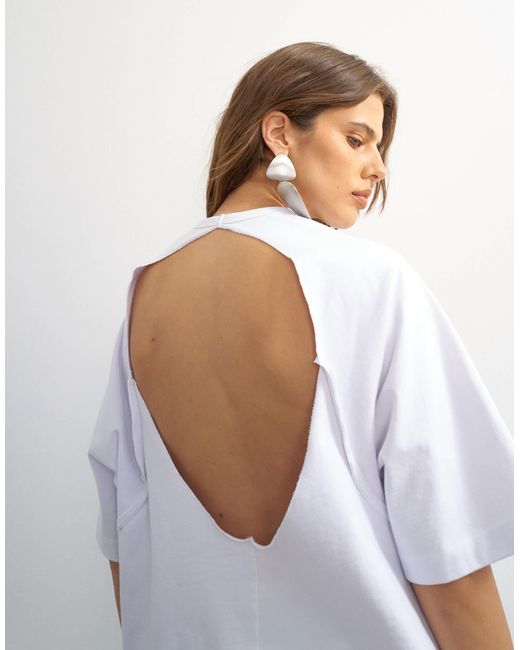 TOPSHOP White X Cara Open Back Tee