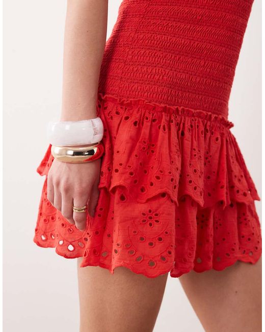 Iisla & Bird Red Ruched Mini Beach Dress