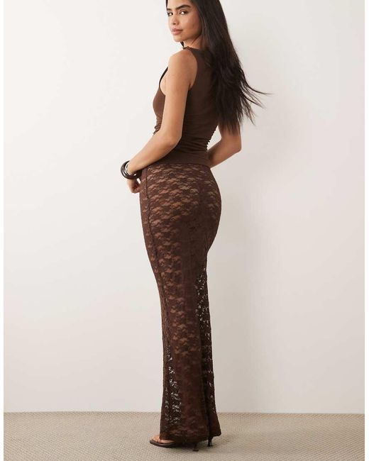 New Look Brown Lace Column Beach Maxi Skirt