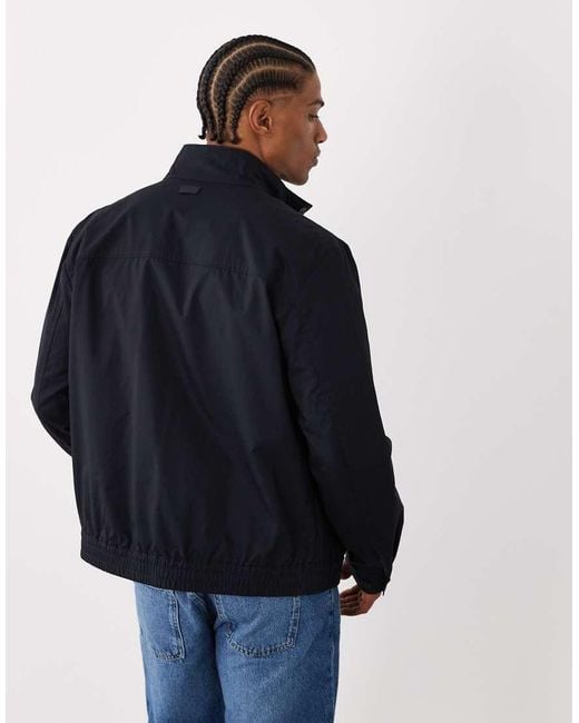 Mango Blue 100% Cotton Zip Through Harrington Jacket for men