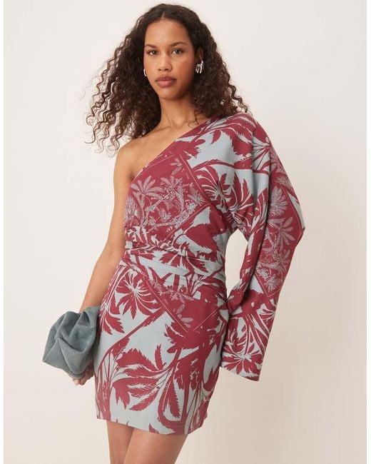 ASOS Red Asymmetric One Sleeve Mini Dress