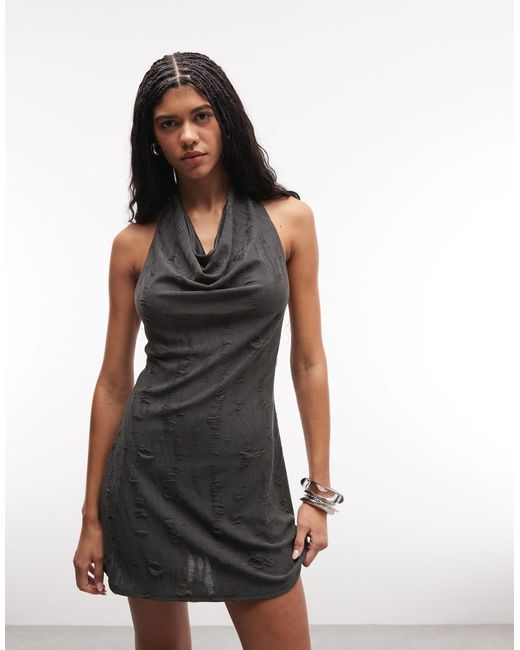 Weekday Natural Drape Halter Mini Dress