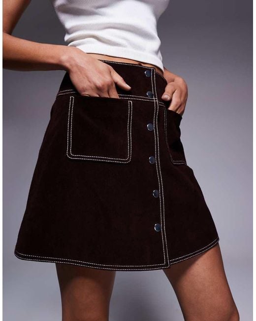 Minifalda De Ante Auténtico De ASOS de color Blue