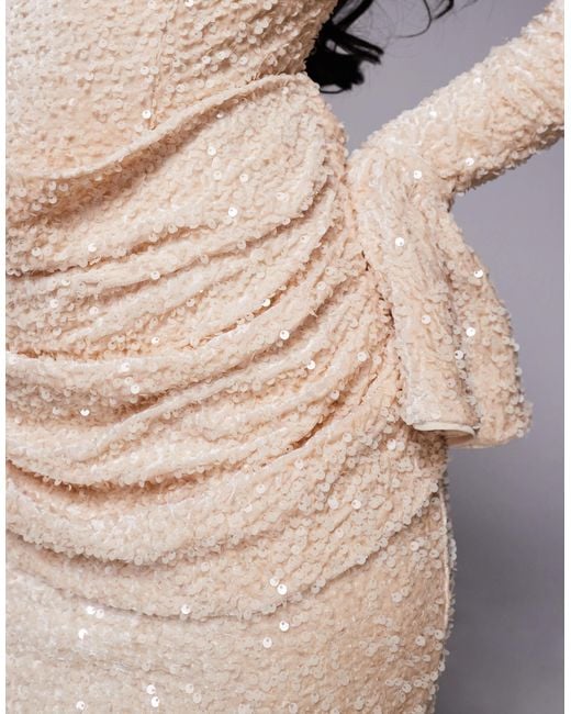 ASOS Gray Velvet Sequined Maxi Dress With Draped Waist