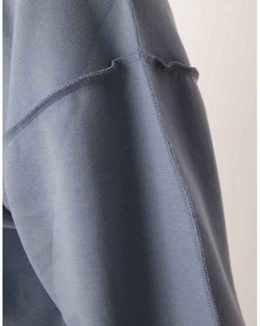 ASOS Blue Asos Design Curve Interlock Boat Neck Sweat With Seam Detail